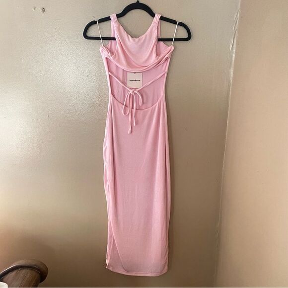 Superdown Marissa Midi Dress in Baby Pink stretch open back tie Revolve - Picture 10 of 11